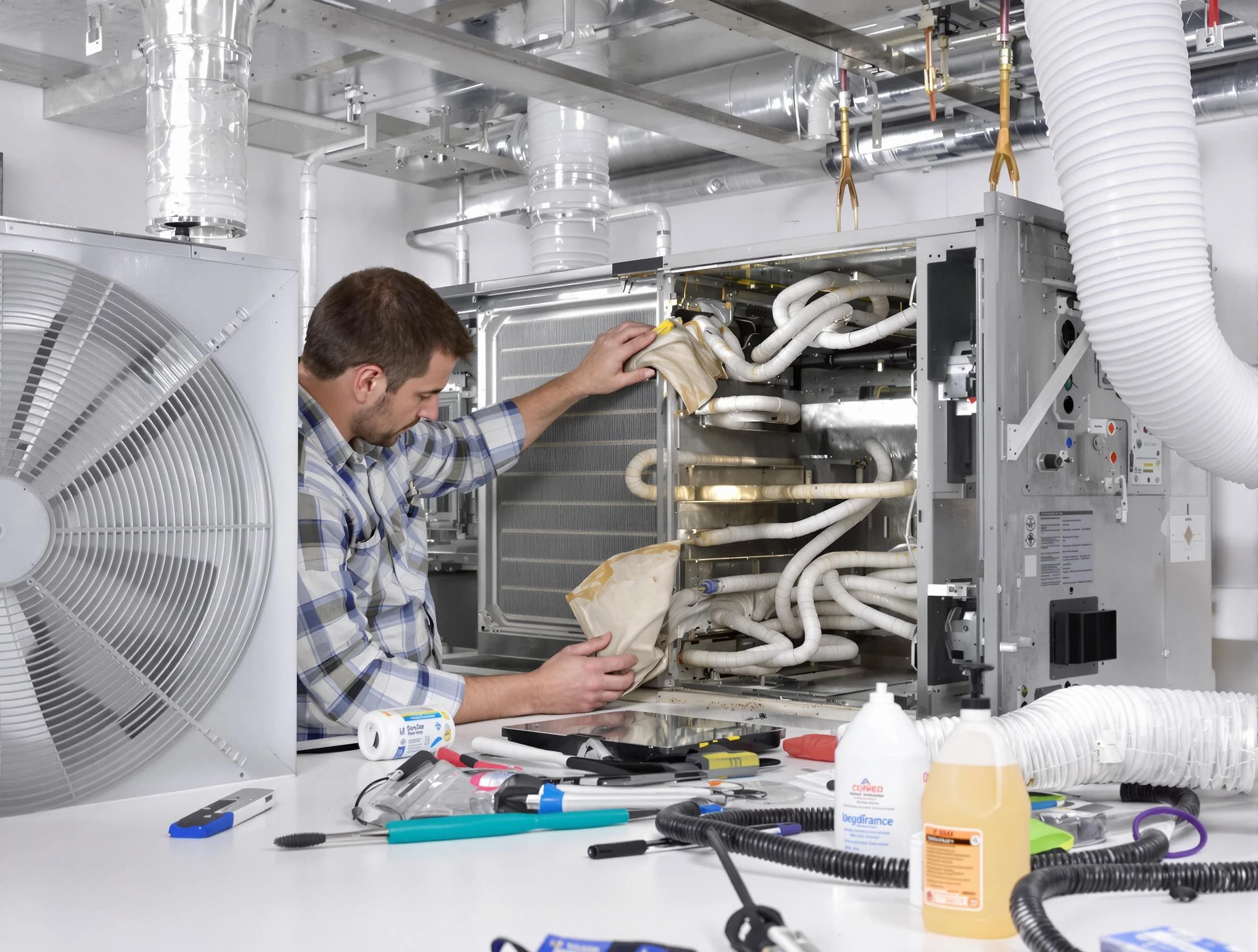 Bethel Park Air Duct Cleaning specialist performing precision AC coil cleaning in Bethel Park