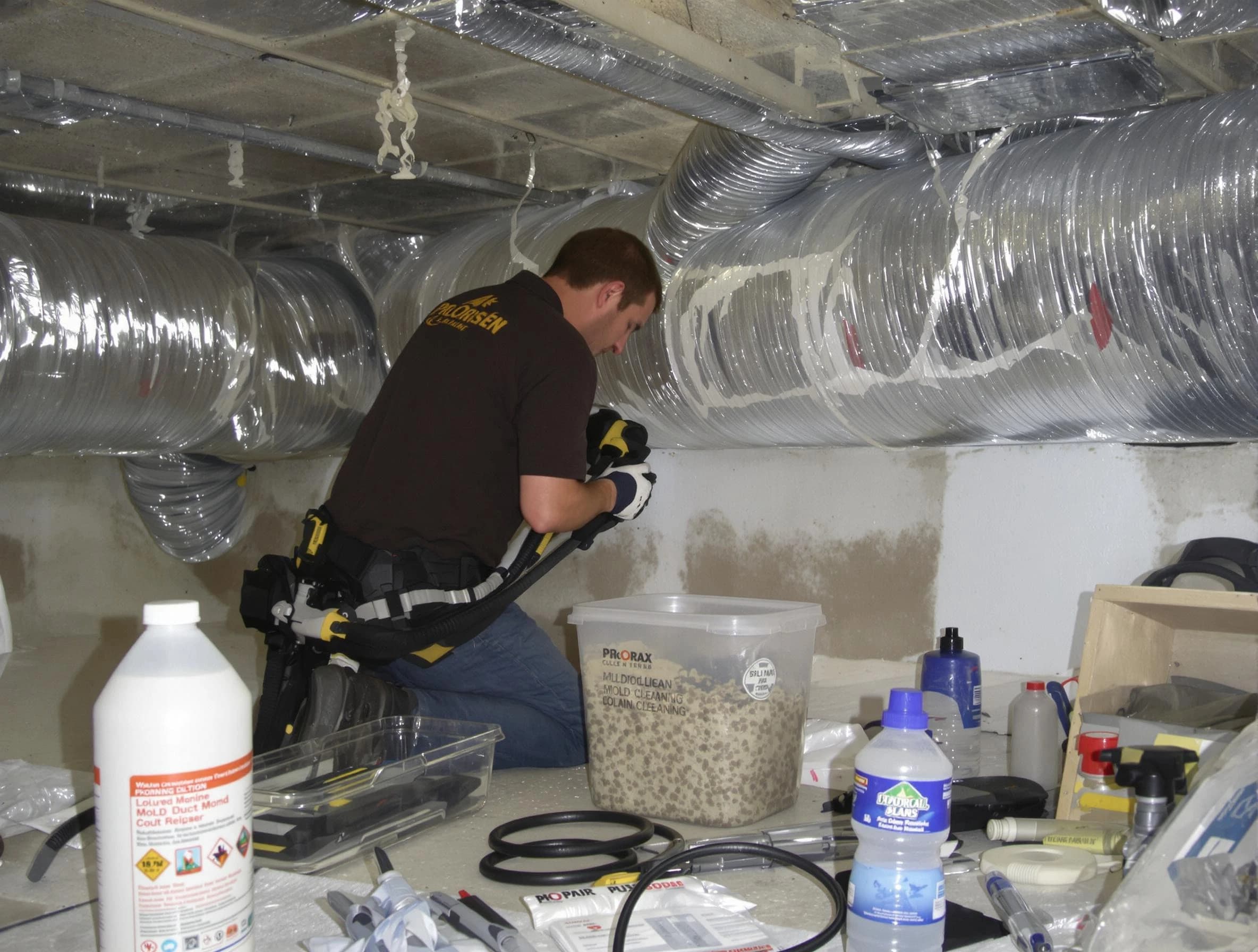 Bethel Park Air Duct Cleaning specialist performing professional mold removal from air ducts in Bethel Park