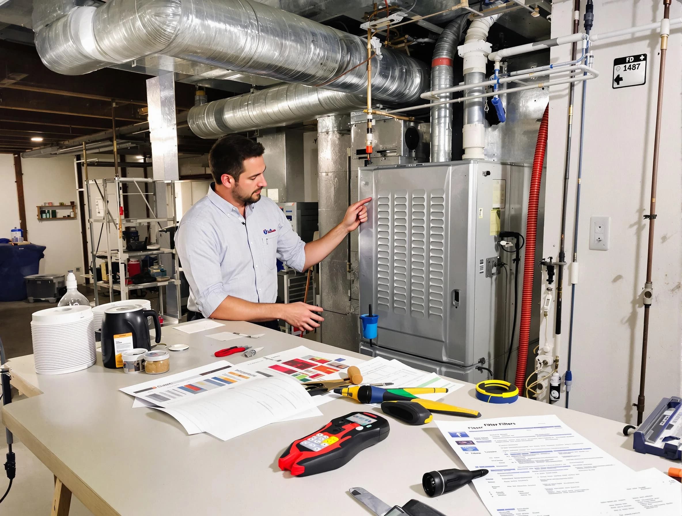 Bethel Park Air Duct Cleaning inspector conducting detailed filter system evaluation using professional diagnostic tools in Bethel Park