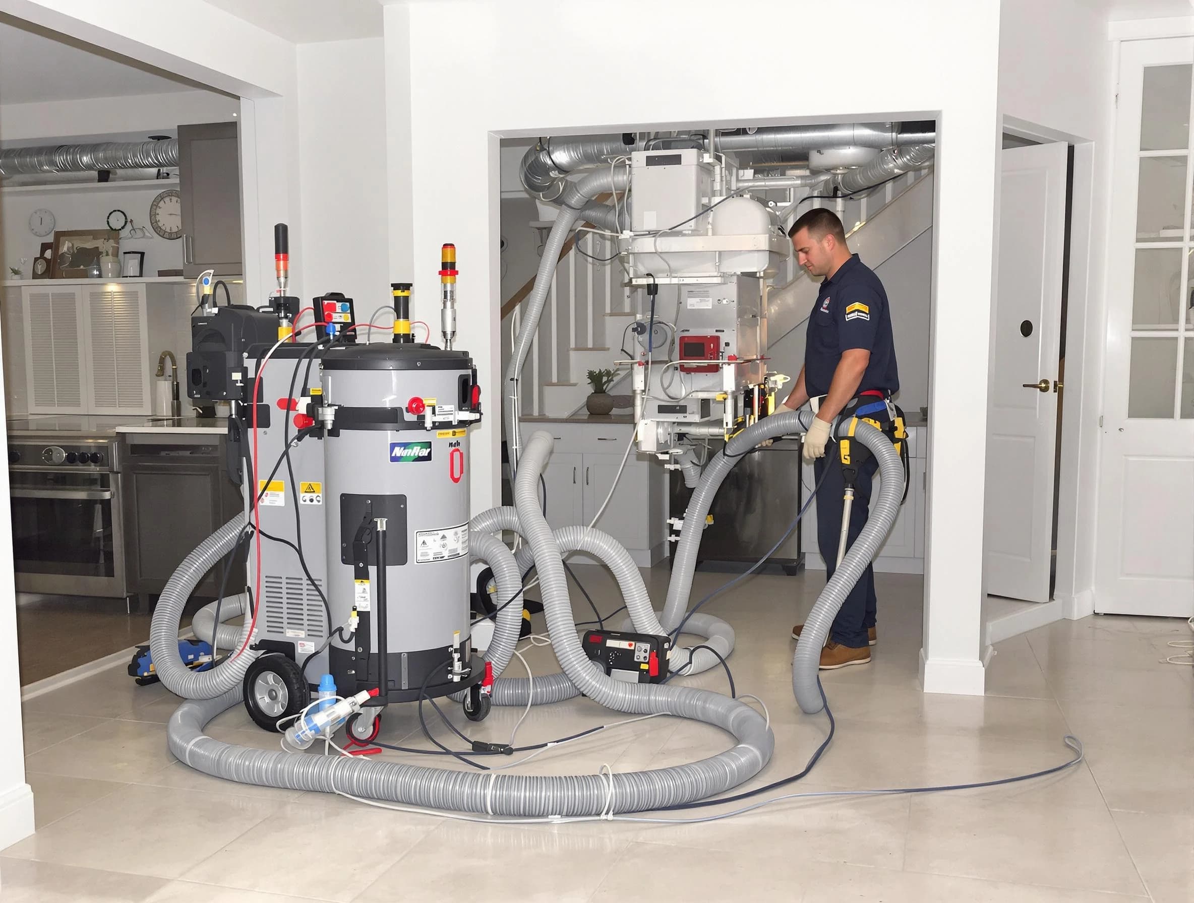 Bethel Park Air Duct Cleaning technician operating negative pressure cleaning equipment for thorough duct maintenance in Bethel Park