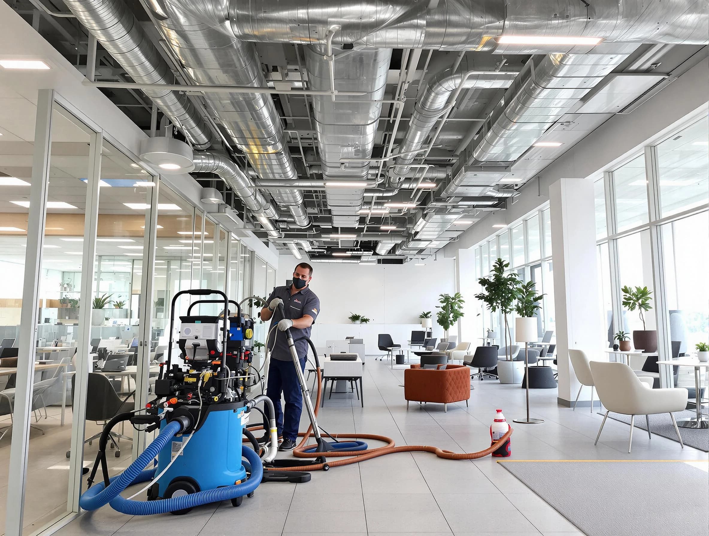 Bethel Park Air Duct Cleaning team conducting comprehensive commercial duct cleaning at a business location in Bethel Park
