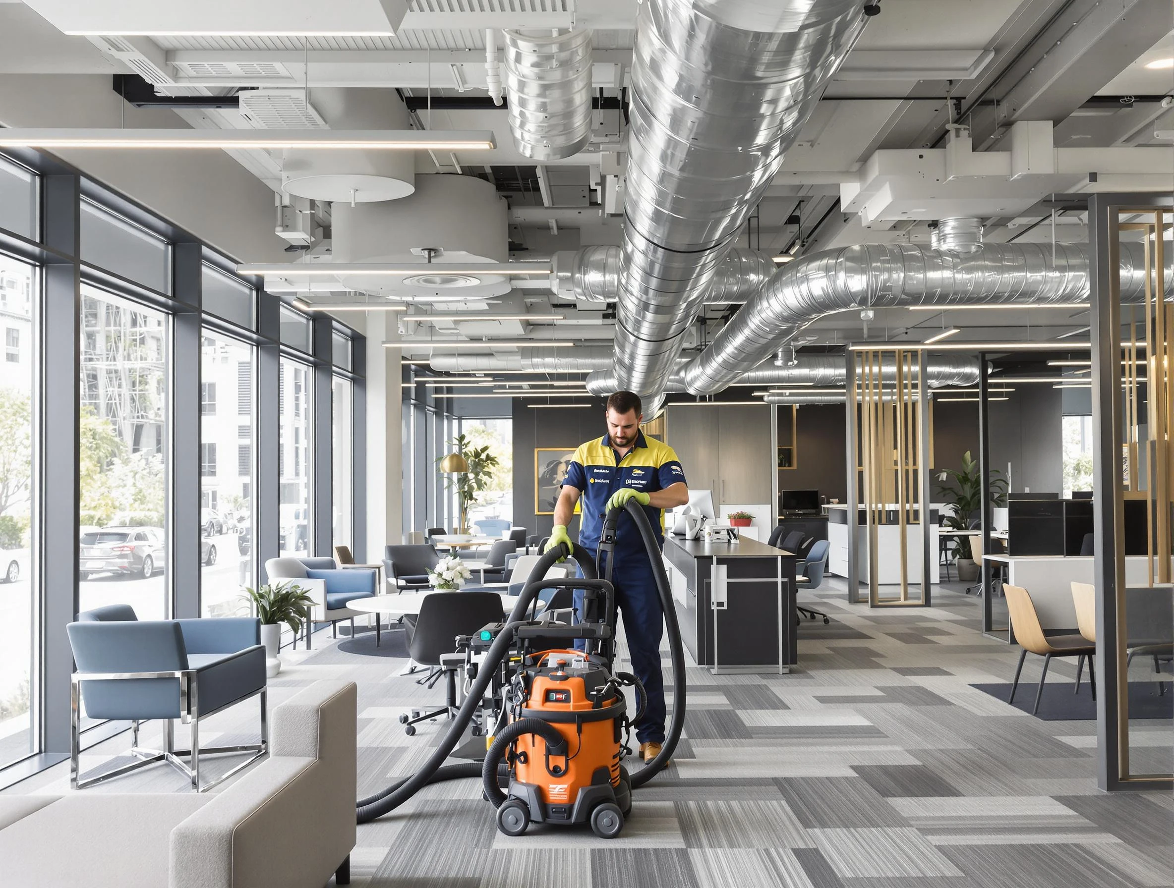Bethel Park Air Duct Cleaning team performing thorough commercial duct cleaning at a Bethel Park business center